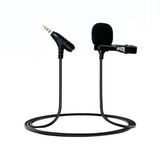 3.5mm TRRS Lavalier Microphone with Earphone Monitoring Jack Clip-on Lapel Mic 1.5m
