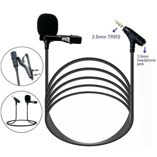 3.5mm TRRS Lavalier Microphone with Earphone Monitoring Jack Clip-on Lapel Mic 1.5m - Microphone by buy2fix | Online Shopping UK | buy2fix