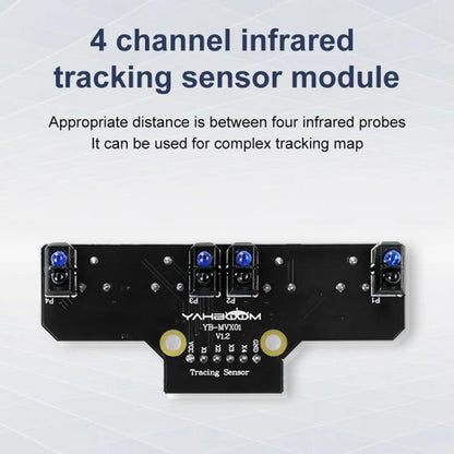 Yahboom 4 Channel Infrared Tracking Sensor Module For Smart Car Robot, Spec: With DuPont Cable+16mm Copper Column - Sensor Module by Yahboom | Online Shopping UK | buy2fix