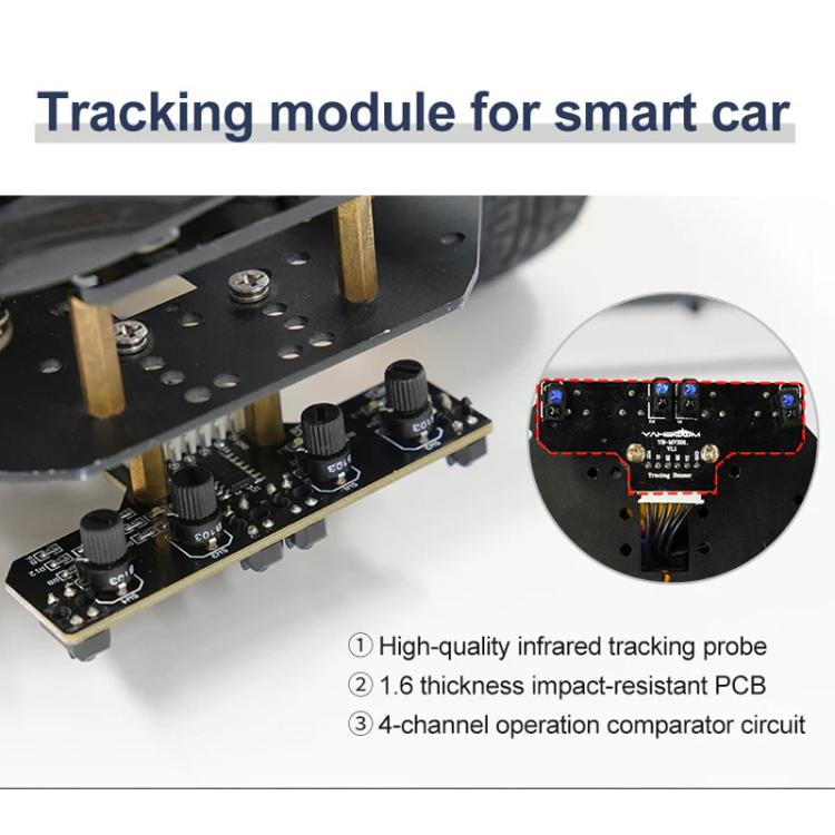Yahboom 4 Channel Infrared Tracking Sensor Module For Smart Car Robot, Spec: With 6Pin Cable+23mm Copper Column - Sensor Module by Yahboom | Online Shopping UK | buy2fix