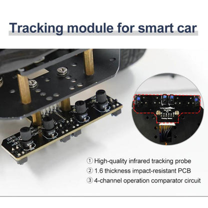 Yahboom 4 Channel Infrared Tracking Sensor Module For Smart Car Robot, Spec: With 6Pin Cable+23mm Copper Column - Sensor Module by Yahboom | Online Shopping UK | buy2fix
