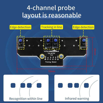 Yahboom 4 Channel Infrared Tracking Sensor Module For Smart Car Robot, Spec: Module+DuPont Cable - Sensor Module by Yahboom | Online Shopping UK | buy2fix