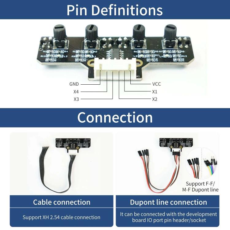 Yahboom 4 Channel Infrared Tracking Sensor Module For Smart Car Robot, Spec: With DuPont Cable+16mm Copper Column - Sensor Module by Yahboom | Online Shopping UK | buy2fix