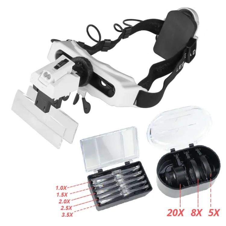 9892E1 Head-mounted Magnifying Glass With LED Light 8 Different Magnification Lenses - Glasses Style by buy2fix | Online Shopping UK | buy2fix