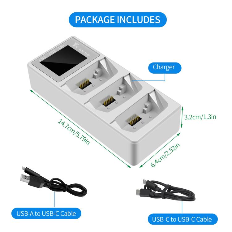 For DJI Flip Drone YX 3-Channel Battery Charger with Color LCD Screen Smart Charging Hub - Charger by YX | Online Shopping UK | buy2fix