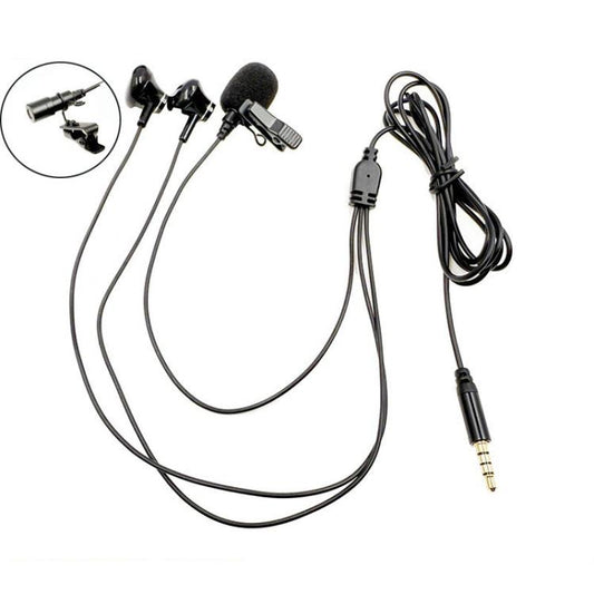 3.5mm TRRS Lapel Microphone With Earphone Stereo Live Monitoring Headphones 2m - Microphone by buy2fix | Online Shopping UK | buy2fix
