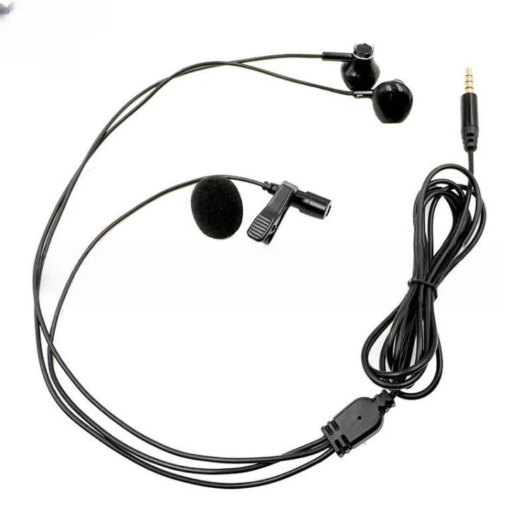 3.5mm TRRS Lapel Microphone With Earphone Stereo Live Monitoring Headphones 2m - Microphone by buy2fix | Online Shopping UK | buy2fix
