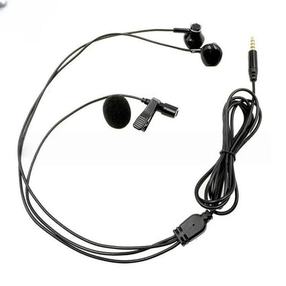 3.5mm TRRS Lapel Microphone With Earphone Stereo Live Monitoring Headphones 2m - Microphone by buy2fix | Online Shopping UK | buy2fix