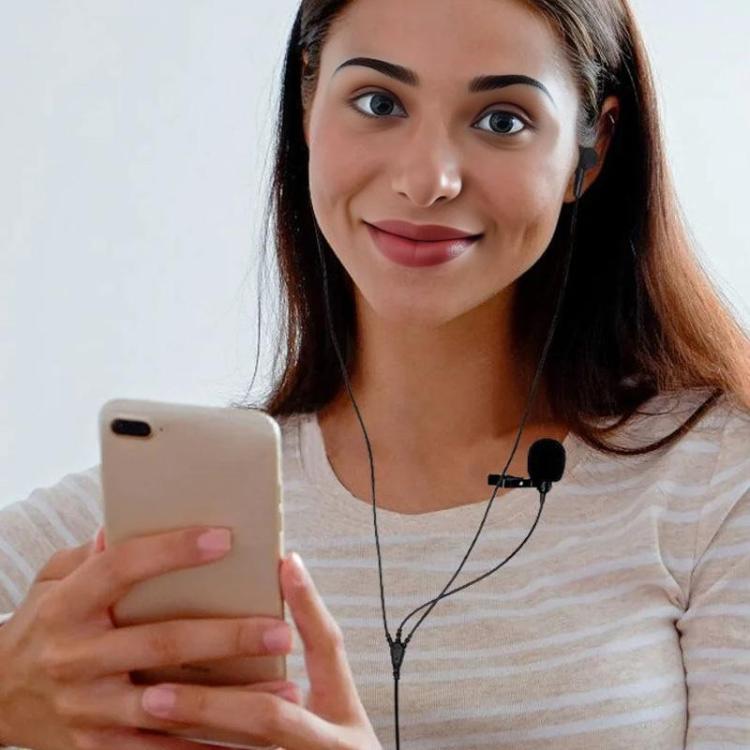 3.5mm TRRS Lapel Microphone With Earphone Stereo Live Monitoring Headphones 2m - Microphone by buy2fix | Online Shopping UK | buy2fix