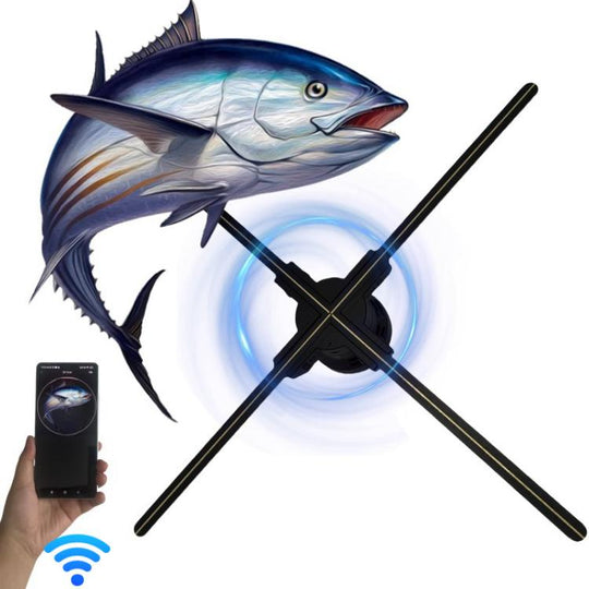60cm 3D Holographic Fan with 1600x720 Resolution & 720 LEDs  WiFi/APP DIY Content Control(UK Plug)