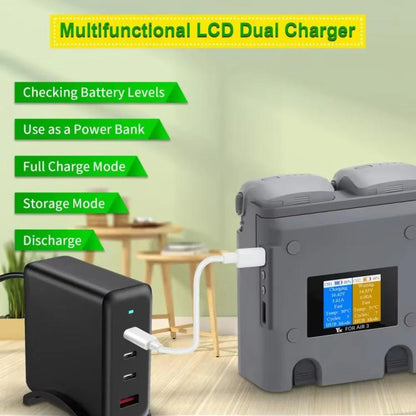 For DJI Air 3/Air 3S YX 2-Way Battery Charger Charging Butler With Color Screen Drone Accessories - Other by YX | Online Shopping UK | buy2fix