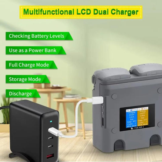 For DJI Air 3/Air 3S YX 2-Way Battery Charger Charging Butler With Color Screen Drone Accessories - Other by YX | Online Shopping UK | buy2fix