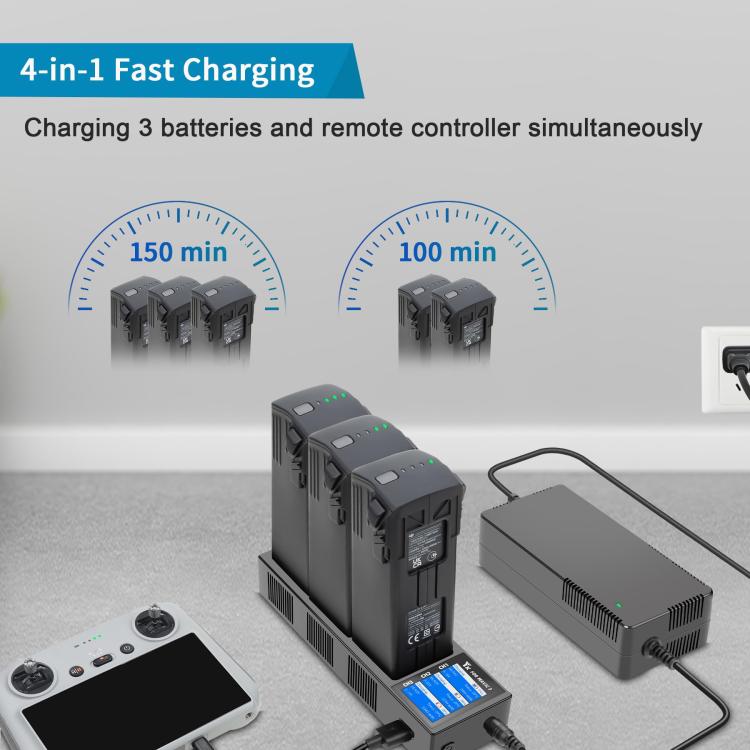 For DJI Mavic 3 YX Battery Charger Discharger Hub 3-in-1 Smart Charging Station With Color Screen US Plug - Charger by YX | Online Shopping UK | buy2fix
