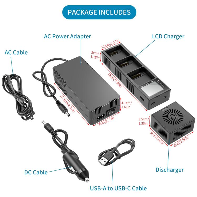 For DJI Mavic 3 YX Battery Charger Discharger Hub 3-in-1 Smart Charging Station With Color Screen AU Plug - Charger by YX | Online Shopping UK | buy2fix