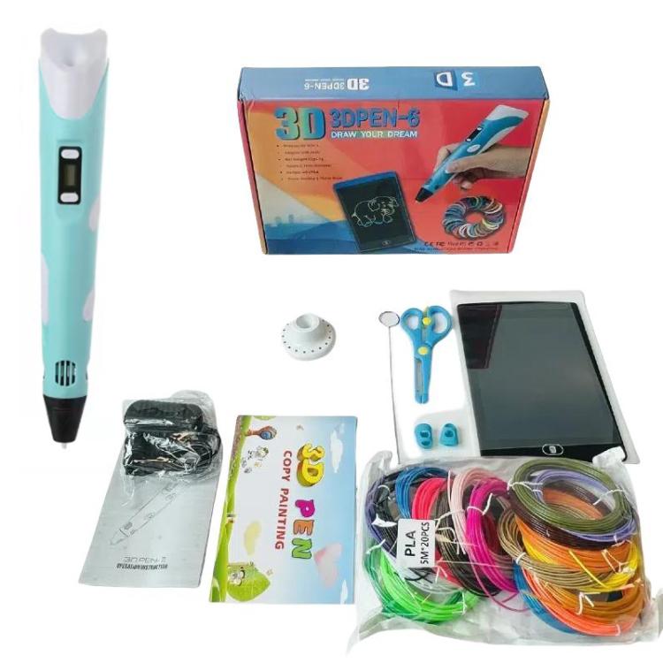 Hand-held 3D Printing Pen Kit with 20 Colors PLA Filament, Drawing Pad, Base, Scissors, Finger Guards, Art Book & Accessories US Plug(Blue) - 3D Printer by buy2fix | Online Shopping UK | buy2fix