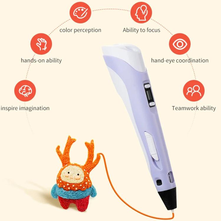 Hand-held 3D Printing Pen Kit with 20 Colors PLA Filament, Drawing Pad, Base, Scissors, Finger Guards, Art Book & Accessories EU Plug(Yellow) - 3D Printer by buy2fix | Online Shopping UK | buy2fix