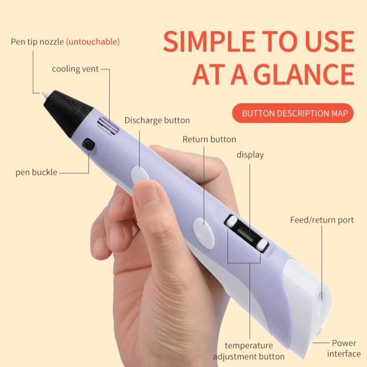 Hand-held 3D Printing Pen Kit with 20 Colors PLA Filament, Drawing Pad, Base, Scissors, Finger Guards, Art Book & Accessories EU Plug(Blue) - 3D Printer by buy2fix | Online Shopping UK | buy2fix