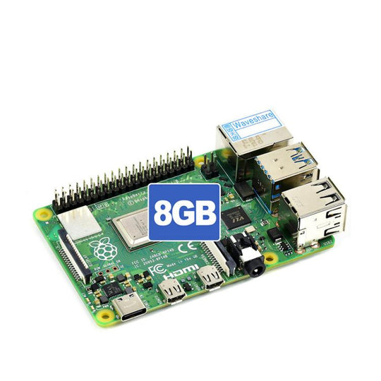 Waveshare For Raspberry Pi 4 Model B 8GB BCM2711B0 64-Bit Quad-Core 4K Dual Mini HDMI For DIY, IoT, Python Development