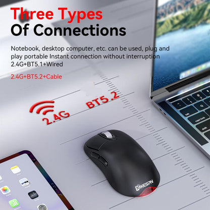 MKESPN Tri-Mode Wireless Gaming Mouse 24000 DPI, 6 RGB Lighting Modes, Rechargeable, Macro Programmable Pink - Wireless Mice by MKESPN | Online Shopping UK | buy2fix