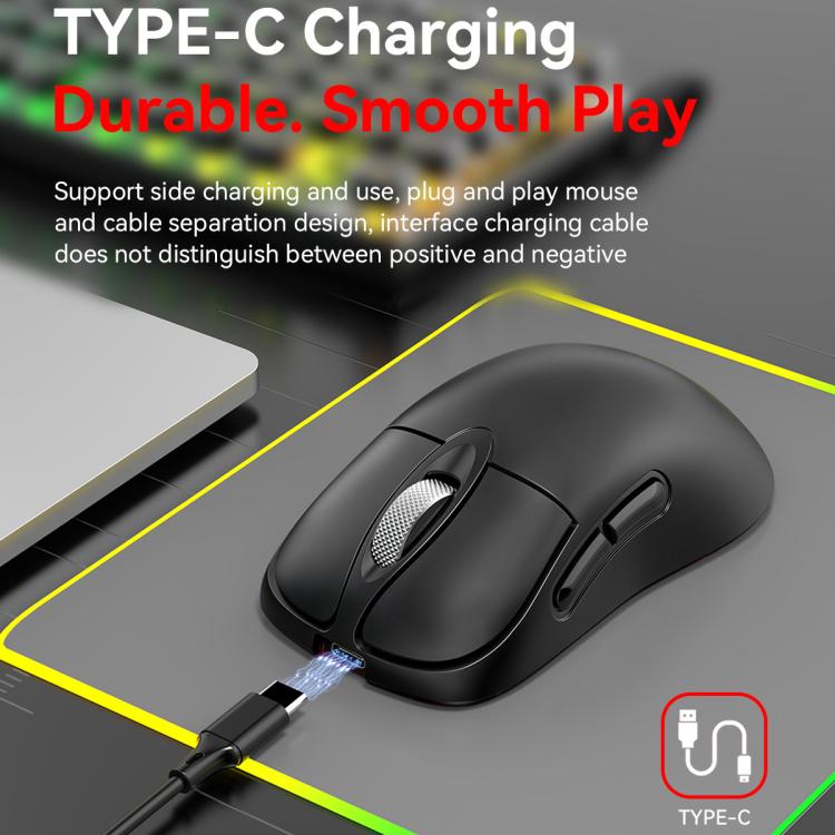 MKESPN Wireless Charging Tri-Mode Wireless Gaming Mouse 24000 DPI, 6 RGB Lighting Modes, Rechargeable, Macro Programmable Black - Wireless Mice by MKESPN | Online Shopping UK | buy2fix