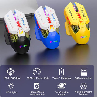 MKESPN Wired + 2.4G Dual Mode Gaming Mouse 10000 DPI Type-C Fast Charging RGB Light, Programmable Macros Mouse(Black White) - Wireless Mice by MKESPN | Online Shopping UK | buy2fix