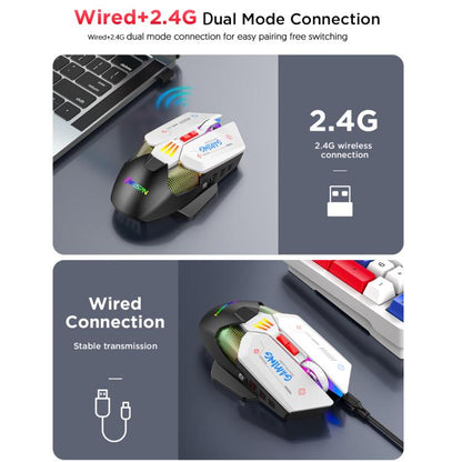 MKESPN Wired + 2.4G Dual Mode Gaming Mouse 10000 DPI Type-C Fast Charging RGB Light, Programmable Macros Mouse(Yellow) - Wireless Mice by MKESPN | Online Shopping UK | buy2fix