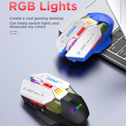 MKESPN Wired + 2.4G Dual Mode Gaming Mouse 10000 DPI Type-C Fast Charging RGB Light, Programmable Macros Mouse(Yellow) - Wireless Mice by MKESPN | Online Shopping UK | buy2fix
