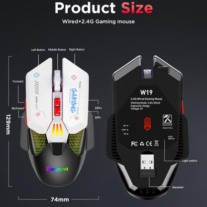 MKESPN Wired + 2.4G Dual Mode Gaming Mouse 10000 DPI Type-C Fast Charging RGB Light, Programmable Macros Mouse(Yellow) - Wireless Mice by MKESPN | Online Shopping UK | buy2fix