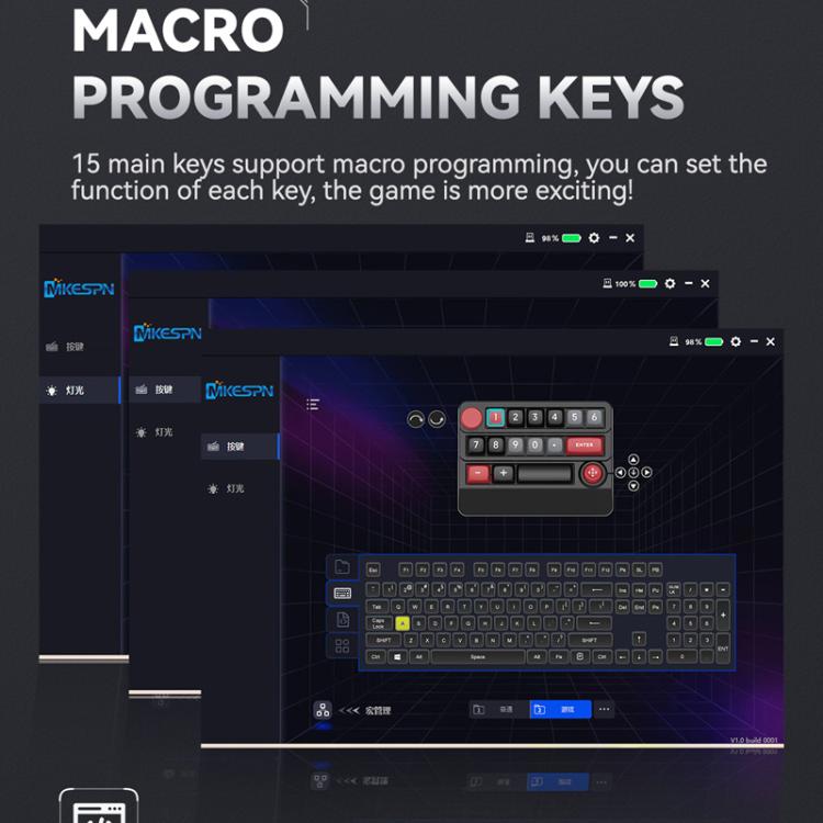 15-Key Wireless Tri-Mode Mechanical Gaming Keyboard Hot-Swappable, RGB Backlit, Macro Programmable(Black Yellow) - Mini Keyboard by MKESPN | Online Shopping UK | buy2fix