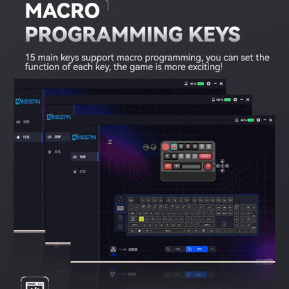 15-Key Wireless Tri-Mode Mechanical Gaming Keyboard Hot-Swappable, RGB Backlit, Macro Programmable(Black Yellow) - Mini Keyboard by MKESPN | Online Shopping UK | buy2fix
