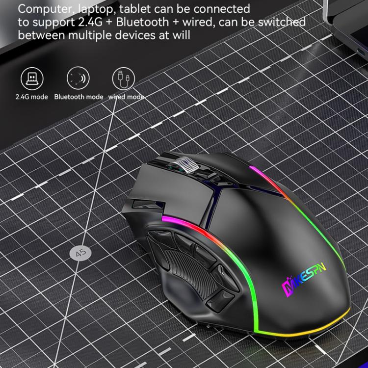 MKESPN W605 Triple-Mode 24000 DPI 12-key Wireless Gaming Mouse Macro Customization(Black) - Wireless Mice by MKESPN | Online Shopping UK | buy2fix