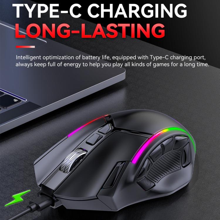 MKESPN W605 Triple-Mode 24000 DPI 12-key Wireless Gaming Mouse Macro Customization(Black) - Wireless Mice by MKESPN | Online Shopping UK | buy2fix