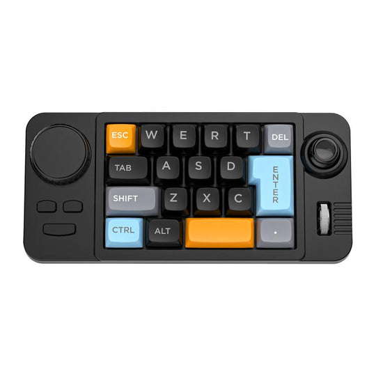 MKESPN  19-Key USB-C Wired Gaming Keyboard Macro Programmable Hot-Swappable Design with Control Knob & Joystick Scroll Wheel(Black)