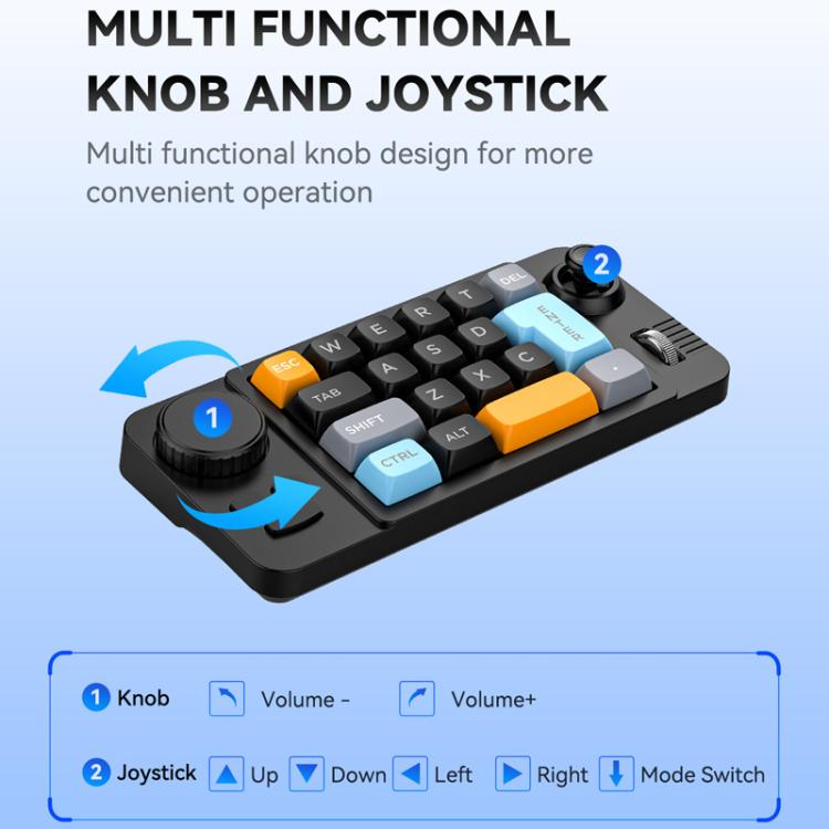 MKESPN  19-Key USB-C Wired Gaming Keyboard Macro Programmable Hot-Swappable Design with Control Knob & Joystick Scroll Wheel(Black) - Mini Keyboard by MKESPN | Online Shopping UK | buy2fix