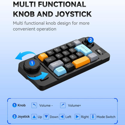 MKESPN  19-Key USB-C Wired Gaming Keyboard Macro Programmable Hot-Swappable Design with Control Knob & Joystick Scroll Wheel(Black) - Mini Keyboard by MKESPN | Online Shopping UK | buy2fix