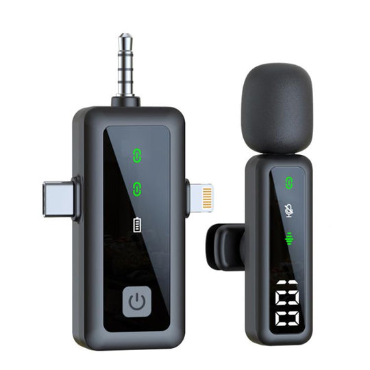 H68 3 In 1 Single Mic Live Noise Reduction Video Shooting Mini Mobile Phone Microphone Digital Wireless Lapel Microphone