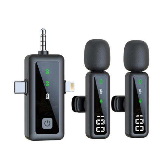 H68 3 In 1 Dual Mic Live Noise Reduction Video Shooting Mini Mobile Phone Microphone Digital Wireless Lapel Microphone - Microphone by buy2fix | Online Shopping UK | buy2fix