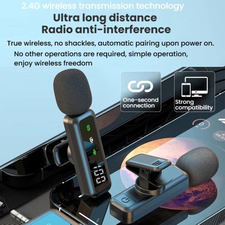 H68 3 In 1 Single Mic Live Noise Reduction Video Shooting Mini Mobile Phone Microphone Digital Wireless Lapel Microphone - Microphone by buy2fix | Online Shopping UK | buy2fix