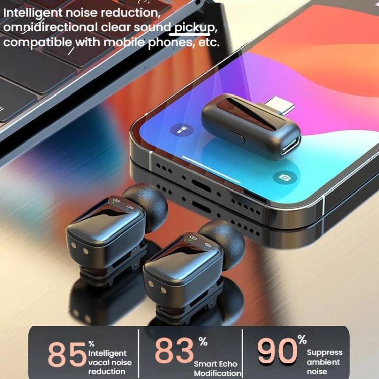 8 Pin Dual Microphone Mini Wireless Finger Clip Microphone Mobile Phone Live Noise Reduction Bluetooth Microphone(Black) - Microphone by buy2fix | Online Shopping UK | buy2fix