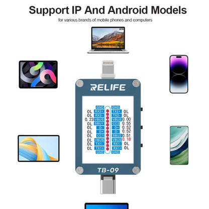 RELIFE TB-09 Type-C / 8 Pin Tail Plug Tester Automatically Locks Fault Points - Test Tools by RELIFE | Online Shopping UK | buy2fix