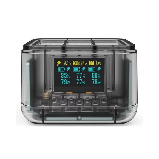 For GoPro HERO13 Black Triple Battery Charger Smart Charging Dock With OLED Display(Transparent Black) - Charger by buy2fix | Online Shopping UK | buy2fix