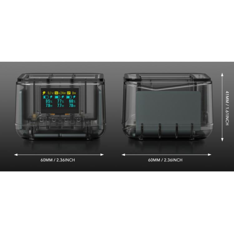 For GoPro HERO13 Black Triple Battery Charger Smart Charging Dock With OLED Display(Transparent Black) - Charger by buy2fix | Online Shopping UK | buy2fix