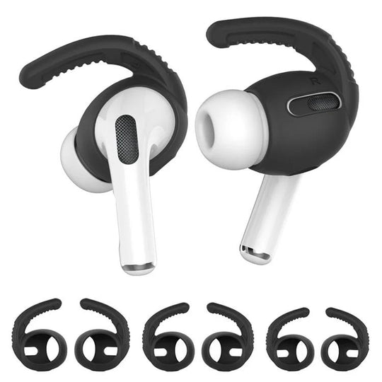 For AirPods Pro AhaStyle PT100 3pairs S+M+L Silicone Anti-Loss Anti-Slip Ear Hook Earplug Cap(Black)