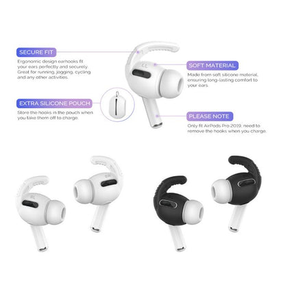 For AirPods Pro AhaStyle PT100 3pairs S+M+L Silicone Anti-Loss Anti-Slip Ear Hook Earplug Cap(Black) - Anti-dust & Ear Caps by AhaStyle | Online Shopping UK | buy2fix