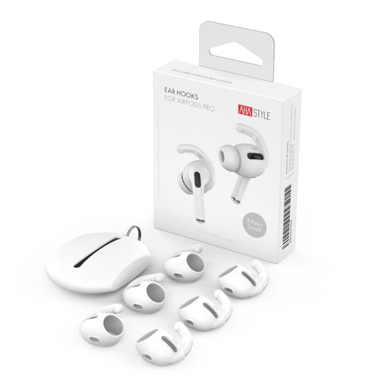 For AirPods Pro AhaStyle PT100 3pairs S+M+L Silicone Anti-Loss Anti-Slip Ear Hook Earplug Cap(White) - Anti-dust & Ear Caps by AhaStyle | Online Shopping UK | buy2fix