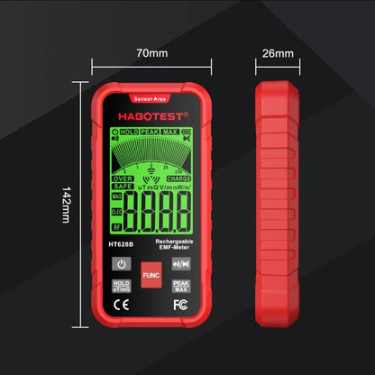 HABOTEST HT628B Multi-Field EMF Meter Rechargeable Electromagnetic Radiation Tester - Radiation Detector by HABOTEST | Online Shopping UK | buy2fix