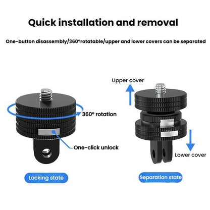 TFSM102 1/4 Male To 2-page Card Slot Action Camera Quick Release Adapter Tripod Accessories -  by buy2fix | Online Shopping UK | buy2fix