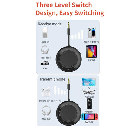 2-in-1 Bluetooth 5.4 Audio Adapter with Qualcomm Chip Low Latency Wireless Transmitter/Receiver for Car/Home(White) - Audio Receiver Transmitter by buy2fix | Online Shopping UK | buy2fix