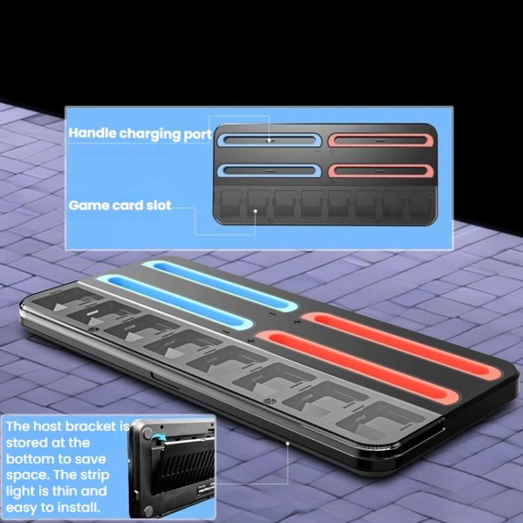 For Nintendo Switch 2 Controller Charging Dock Ultra-thin Stand With 8 Game Card Storage(Black) - Charger & Power by buy2fix | Online Shopping UK | buy2fix