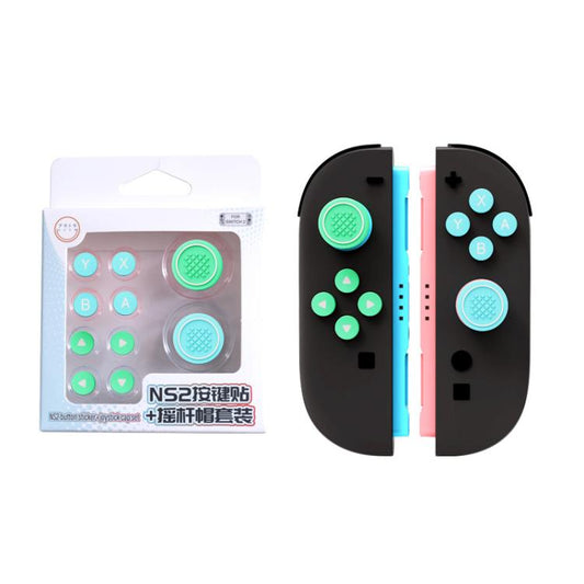 For Nintendo Switch 2 Joy-Con Controllers Silicone Button Skins & Joystick Caps Set(Green Blue) - Others by buy2fix | Online Shopping UK | buy2fix